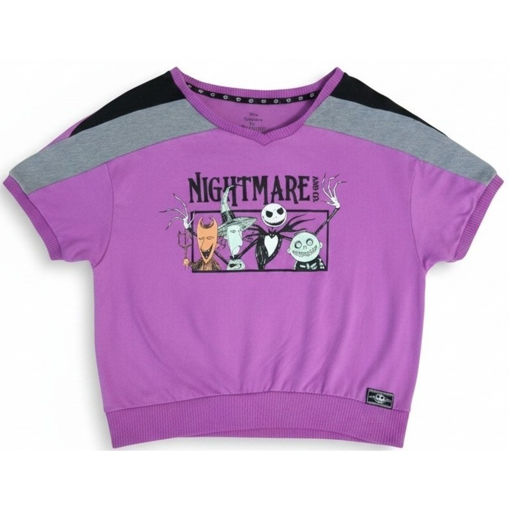 Disney Nightmare Before Christmas Womens Medium Purple Short Sleeve Sweater Jack